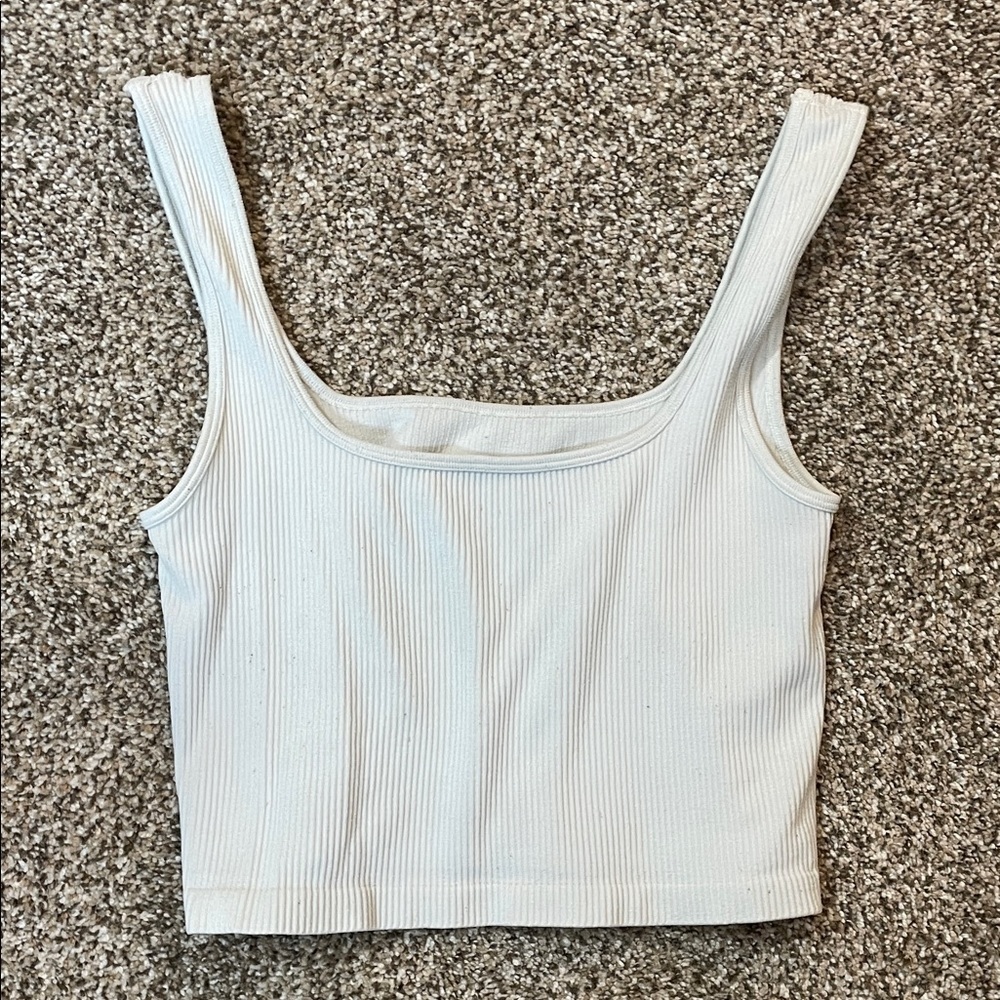 White Ribbed Women's Tank Top
